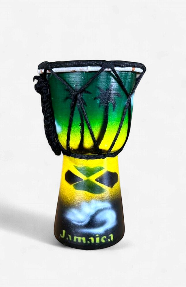 Jamaica Rasta Hand-Painted Djembe Drum Souvenir
