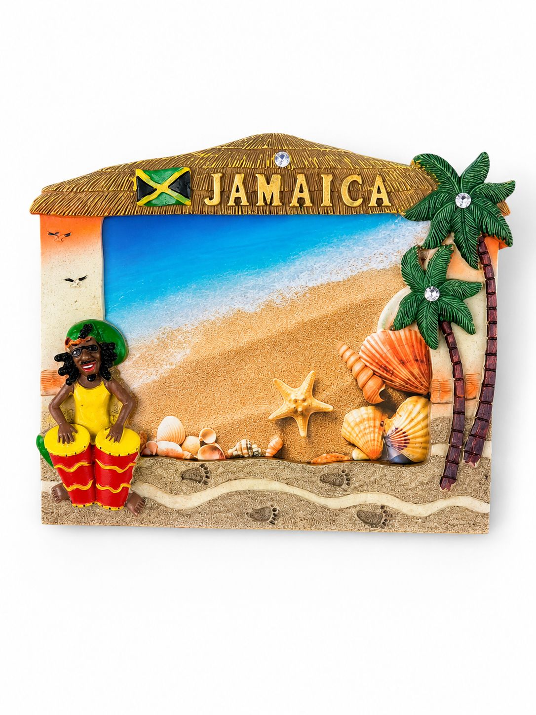 Jamaica Vacation Souvenir Picture Frame, Design: Reggae Singer Frame