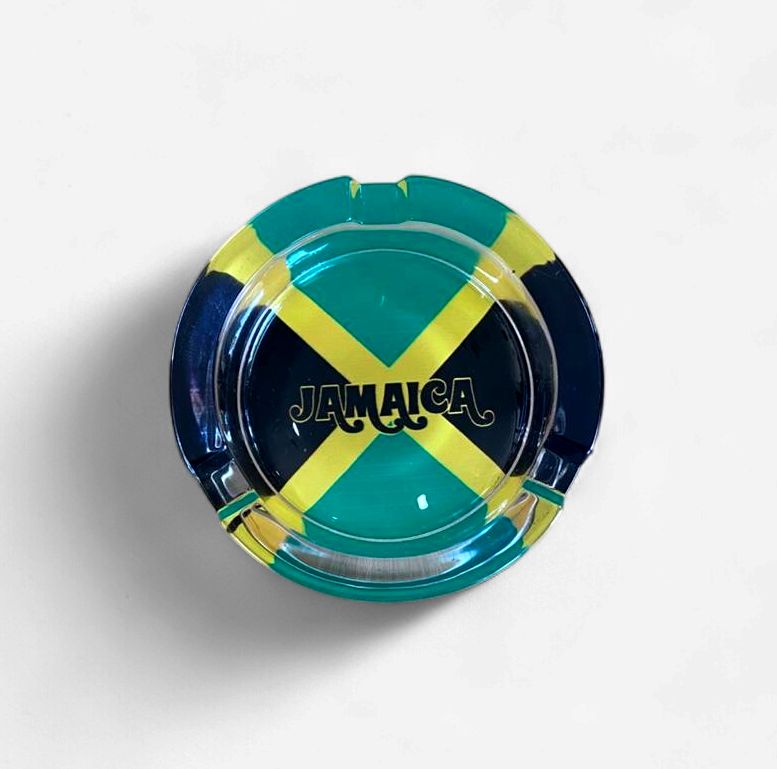 Jamaica Glass Ashtray – Premium Rasta Edition (Assorted Designs)