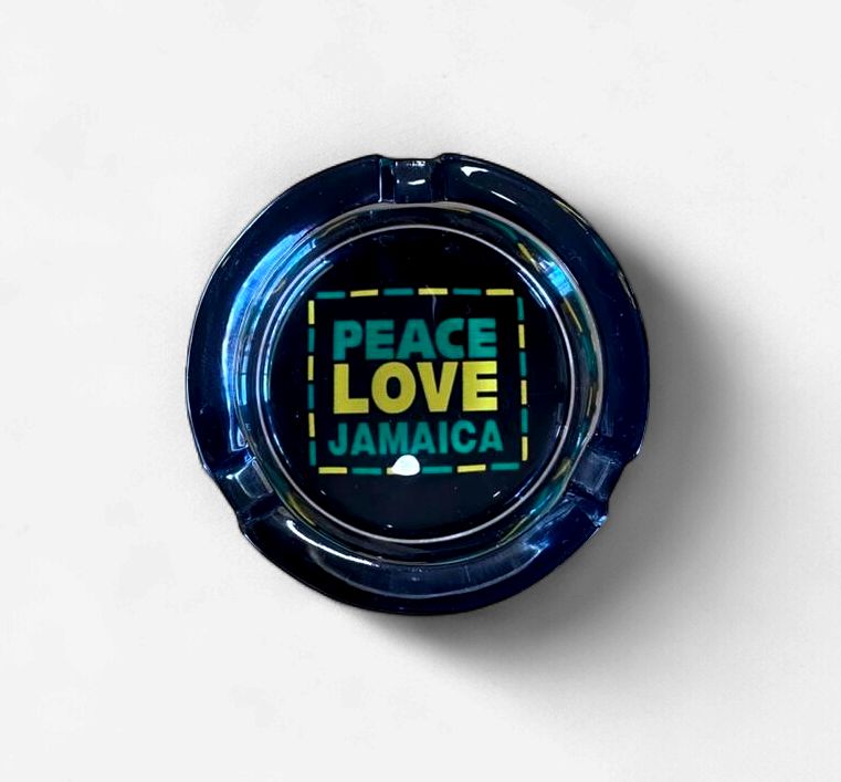 Jamaica Glass Ashtray – Premium Rasta Edition (Assorted Designs)
