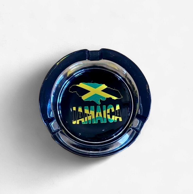 Jamaica Glass Ashtray – Premium Rasta Edition (Assorted Designs)