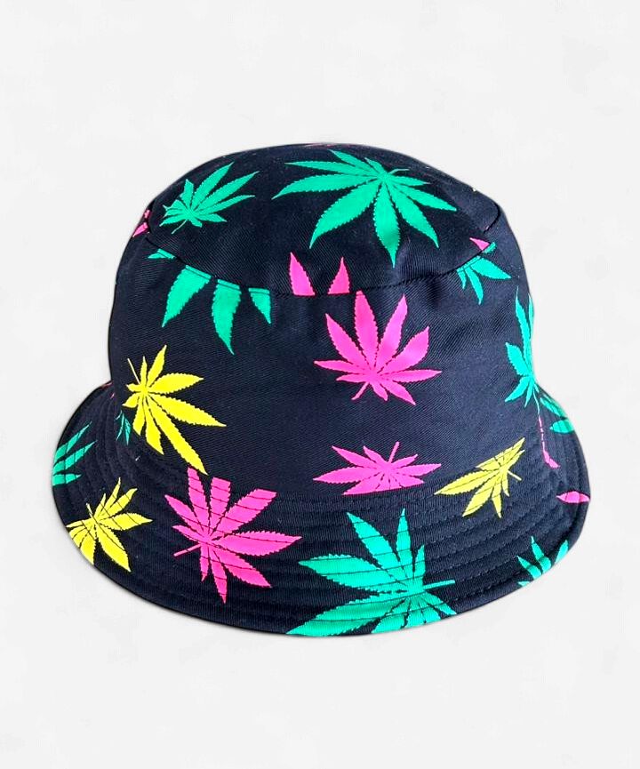 Rasta Leaf Print Bucket Hat