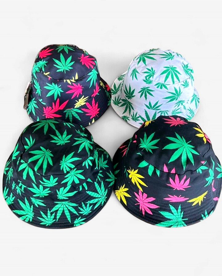 Rasta Leaf Print Bucket Hat