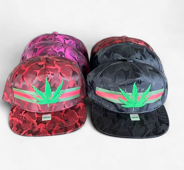 Camo Rasta Leaf Snapback Cap