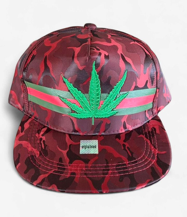 Camo Rasta Leaf Snapback Cap