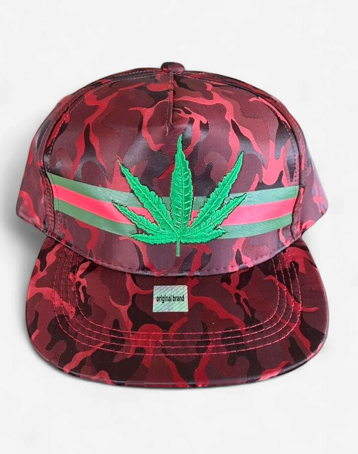 Camo Rasta Leaf Snapback Cap