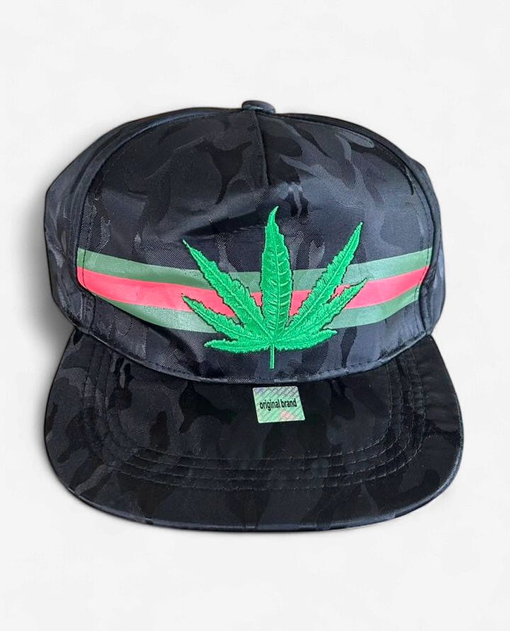 Camo Rasta Leaf Snapback Cap