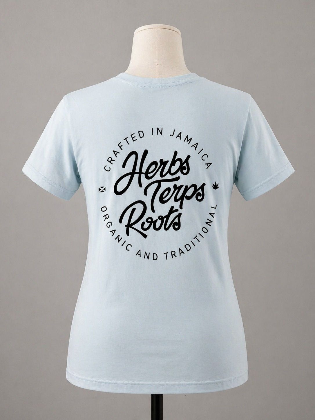 =Herbs, Terps &amp; Roots Women’s Jamaica V-Neck Tee – Sky Blue