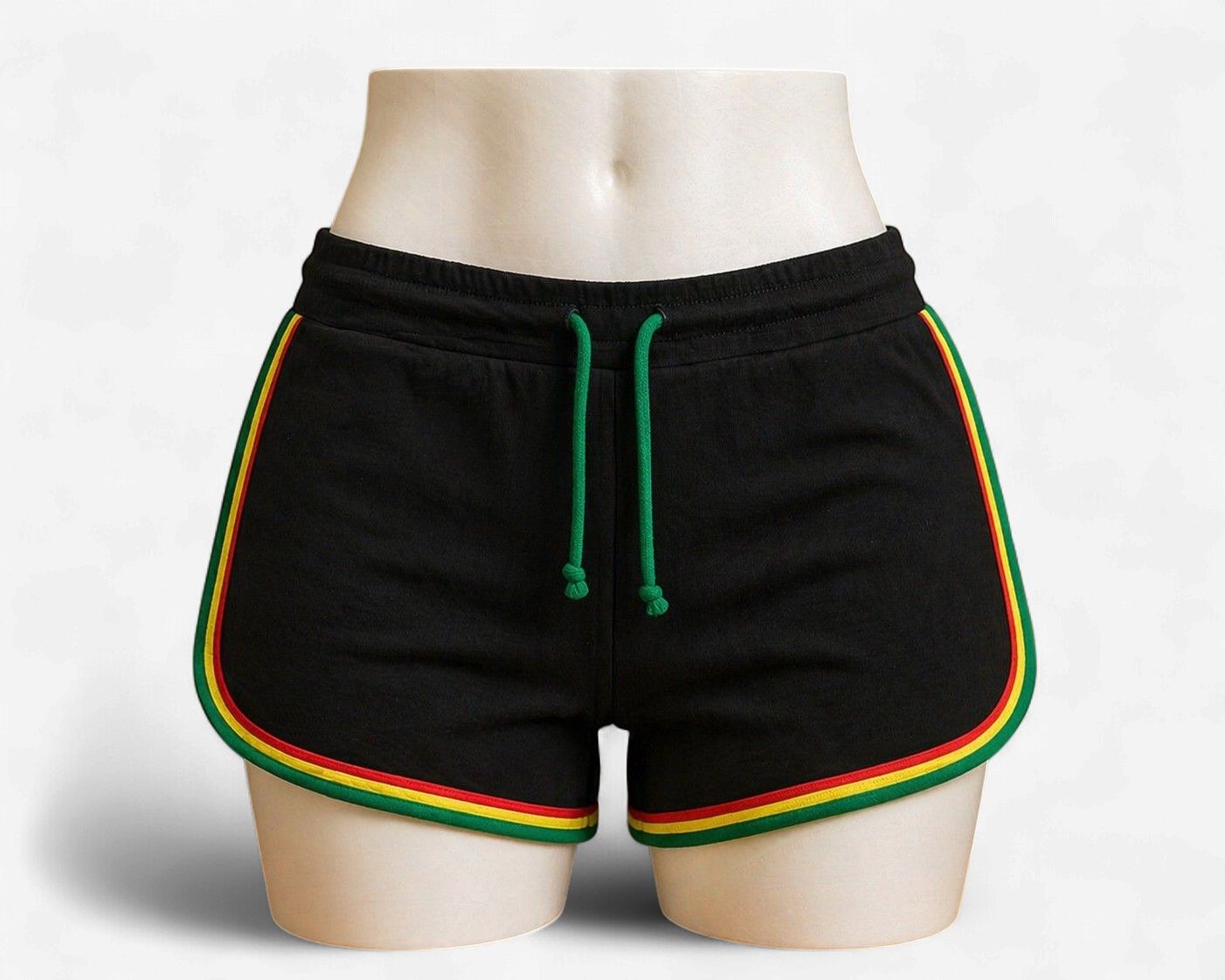 Island Vibes Jamaica Shorts – Black Edition, Color: Rasta Color XXL