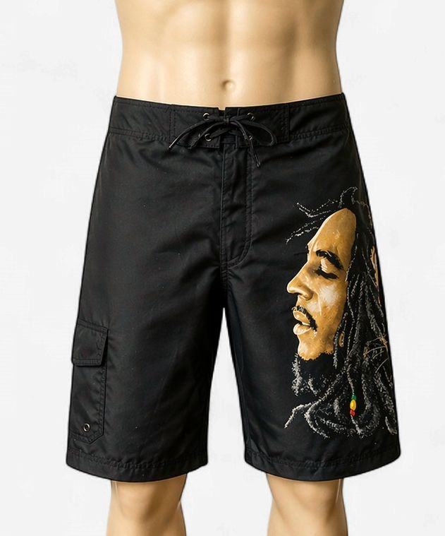 Island Vibes Graphic Board Shorts Collection, Design: Midnight Black – Icon Portrait XL
