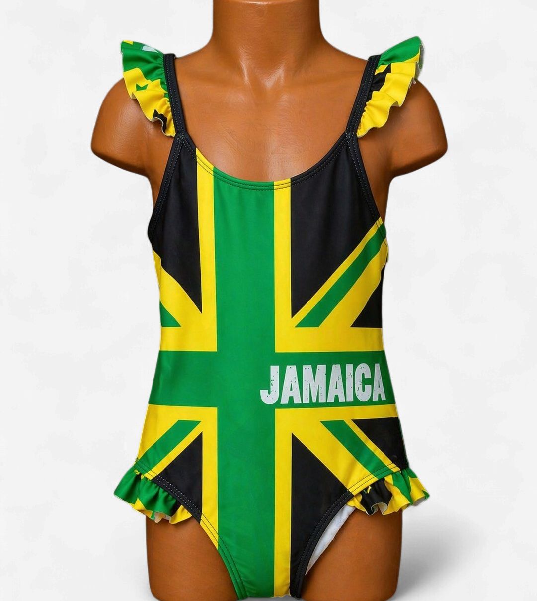 Little Island Breeze Jamaica Ruffle Swimsuit – Kids One-Piece