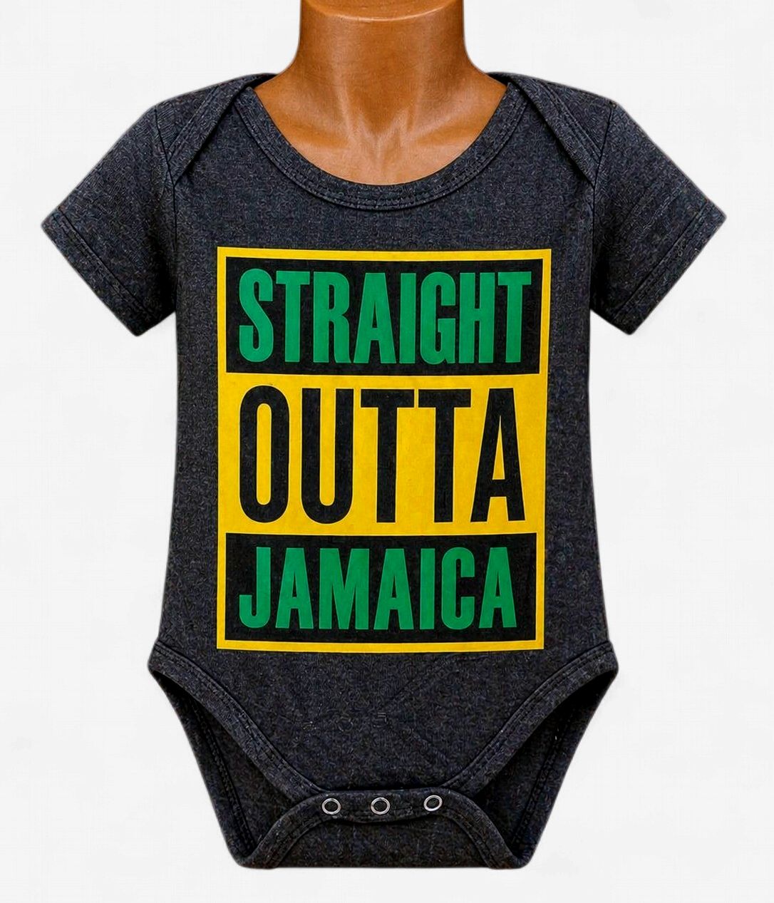Jamaica Baby Onesie – Island Style, Design: Straight Outta Jamaica (6M)