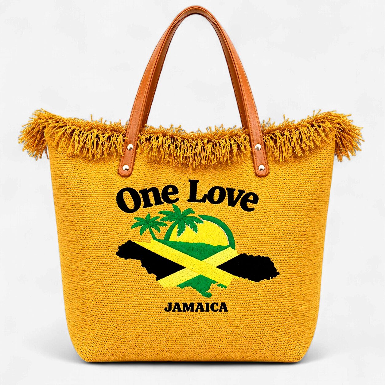 Island Breeze Woven Tote Bag, Color: Mustard