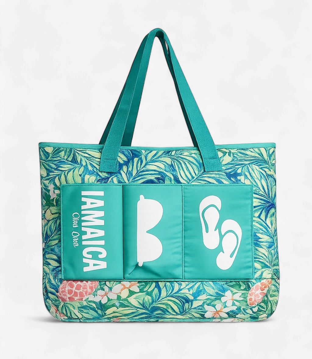 Tropical Island Beach Tote w/ pouch