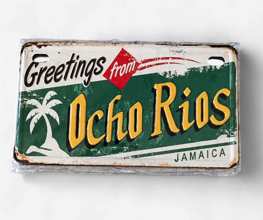 Vintage-Style Ocho Rios License Plate Magnet