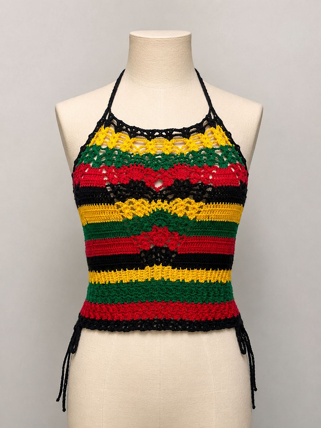 Island Vibes Crochet Halter Top, Design: Rasta Halter Top