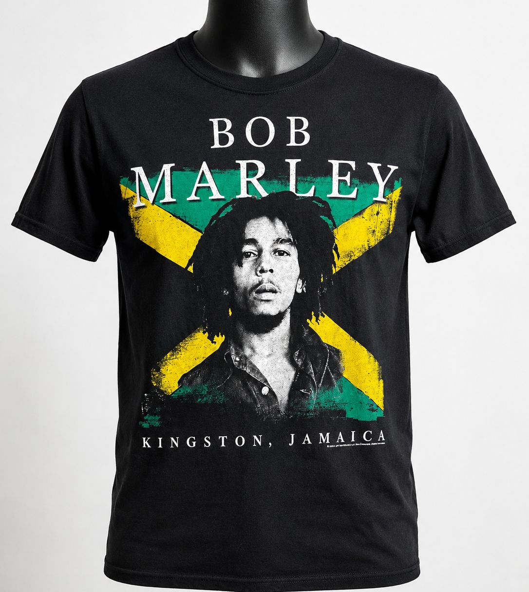 Bob Marley Kingston Jamaica Graphic T-Shirt – Black, Size: S