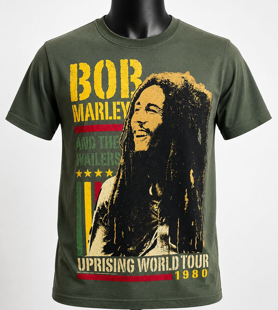Bob Marley Uprising World Tour 1980 Graphic T-Shirt, Size: S