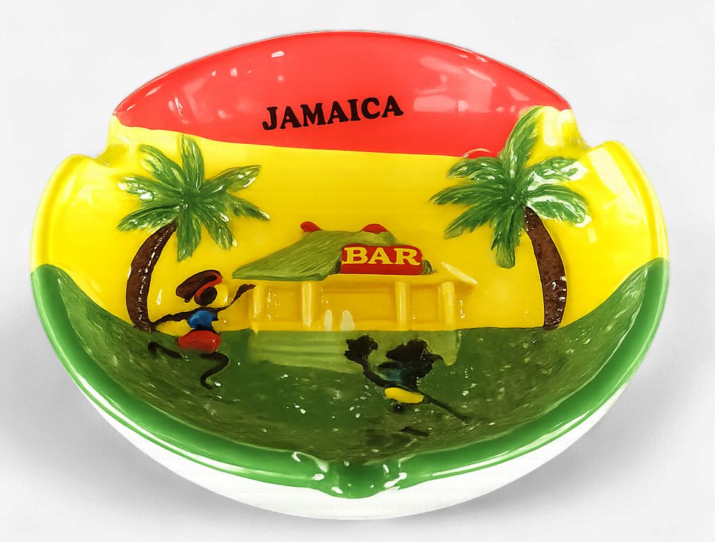 Jamaica Embossed Tropical Ceramic Ashtray