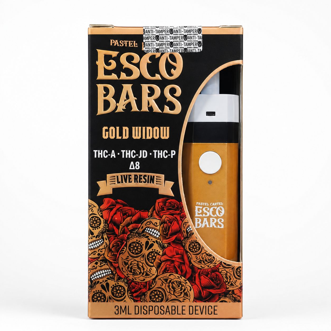 Pastel Cartel Esco Bars Gold Widow – Sativa – 3ML Live Resin Disposable