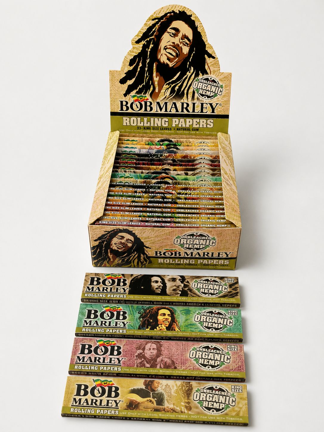 Bob Marley King Size Organic Hemp Rolling Papers – 33 Leaves