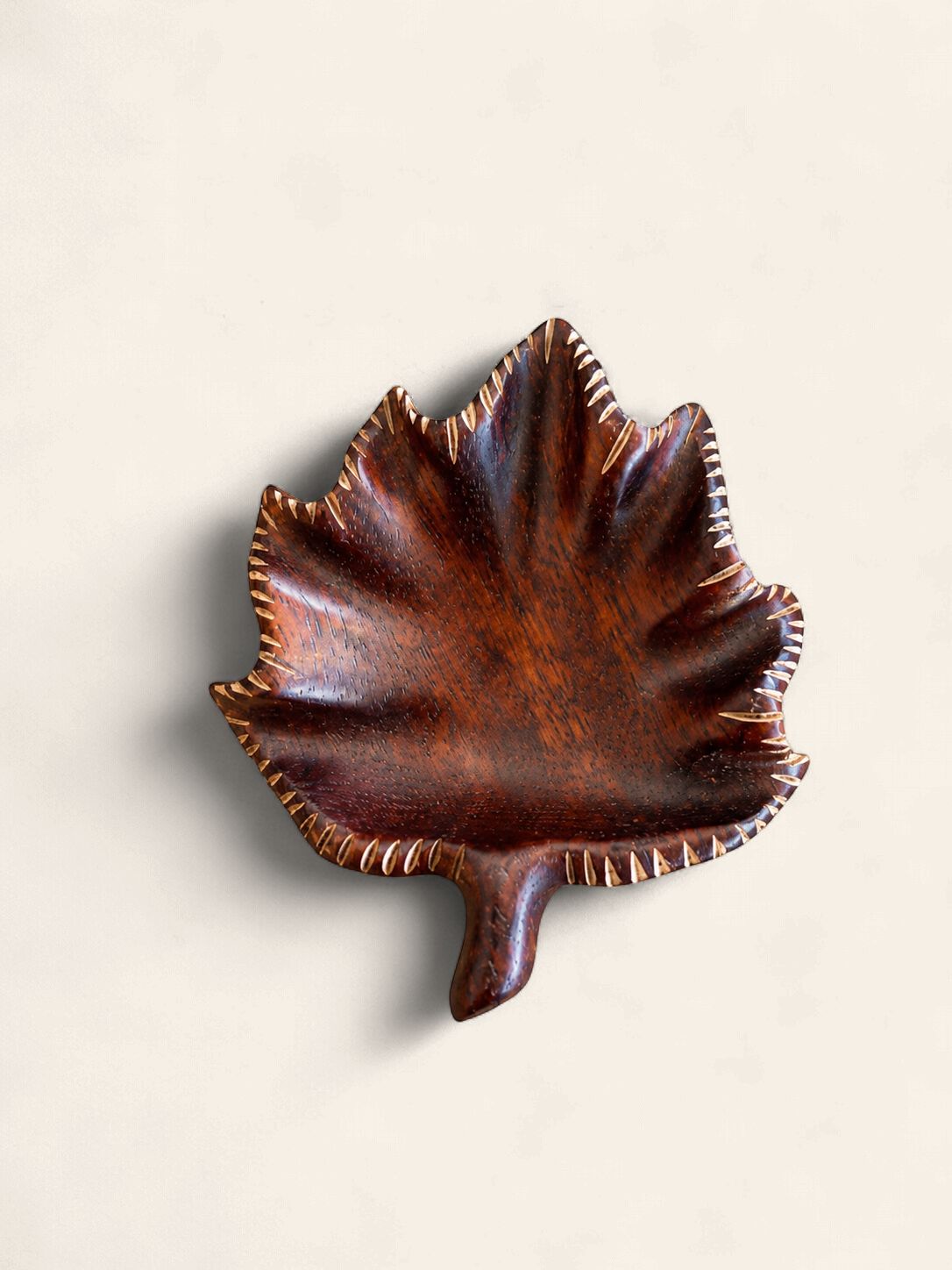 Handcrafted Wooden Leaf-Shaped Tray