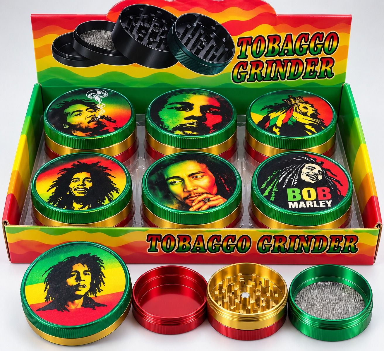 Bob Marley 4-Piece Metal Herb Grinder