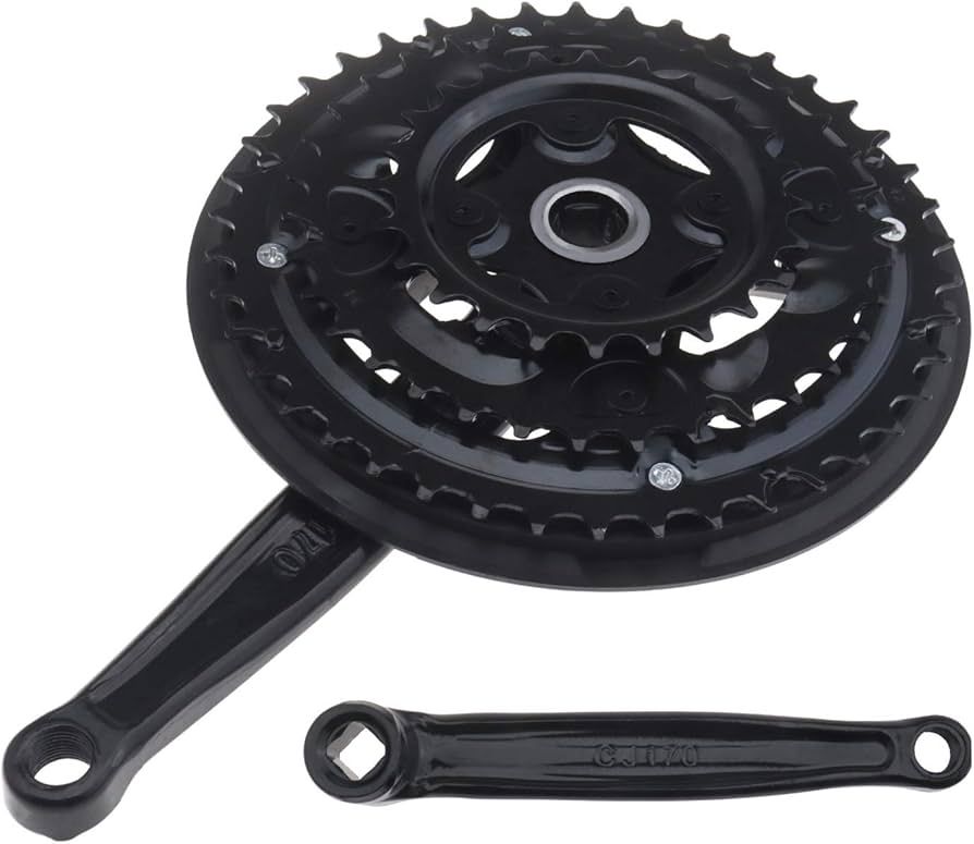 3 Piece 175mm 44T Crank Set - Black (Interceptor)