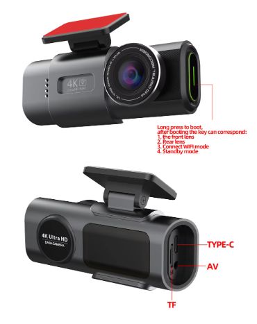 Acceo 4K Dash Cam – Wi-Fi, GPS, Night Vision, 24H Parkin (64GB)