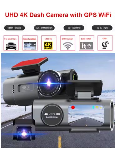 Acceo 4K Dash Cam – Wi-Fi, GPS, Night Vision, 24H Parkin (64GB)