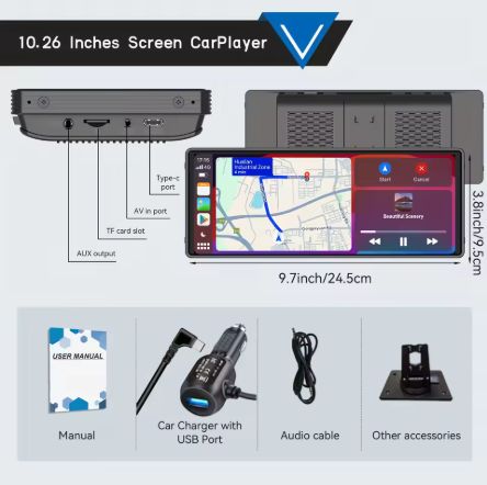 Universal 10.26” Wireless CarPlay &amp; Android Auto Smart Display | WiFi Multimedia