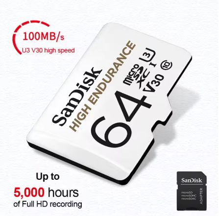SanDisk High Endurance GB microSD Card – 100MB/s, U3 V30, Up to 5000 Hours Recording