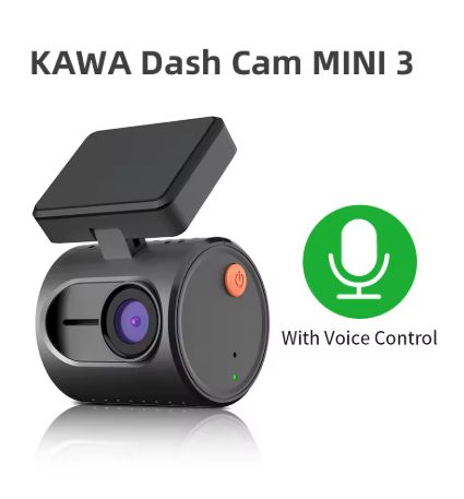 KAWA MINI 3 2K Car Dash Camera – WiFi APP, Night Vision, Voice Control, Emergency Recording