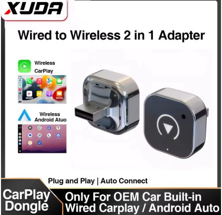 XUDA 2in1 Wireless CarPlay &amp; Android Auto Adapter