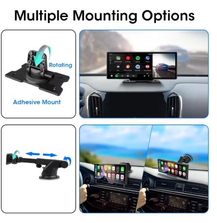 10.26'' 4K Car Mirror Dash Cam with Wireless CarPlay, Android Auto, GPS, Rearview Camera &amp; Multimedia Display