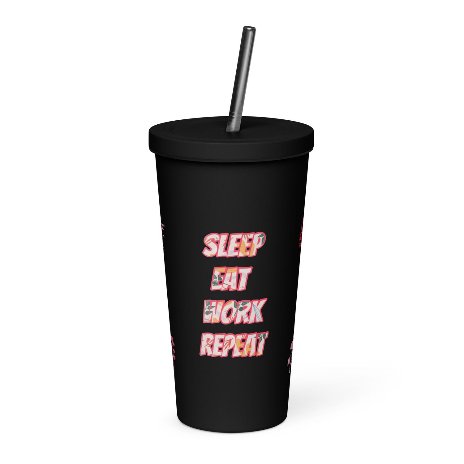 Insulated tumbler with a straw