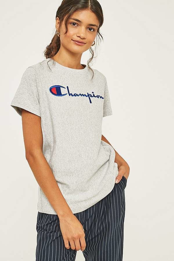 Champion logo patch Tshirt  Grey (Female)