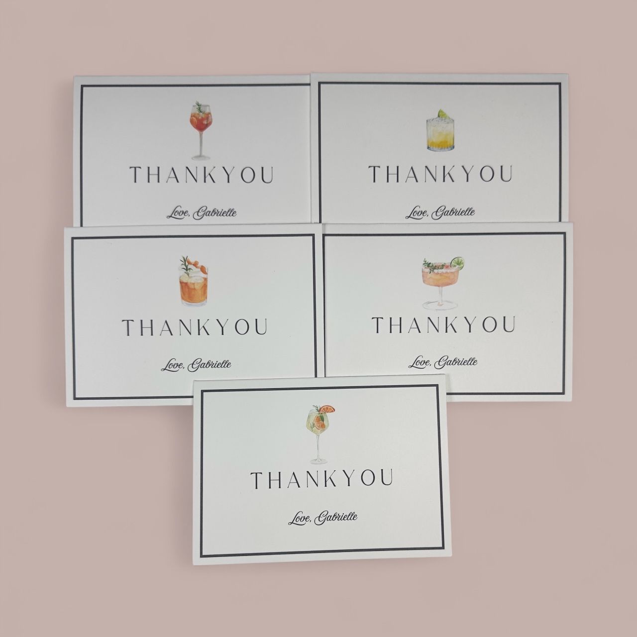 Cocktail Thank You Card Set