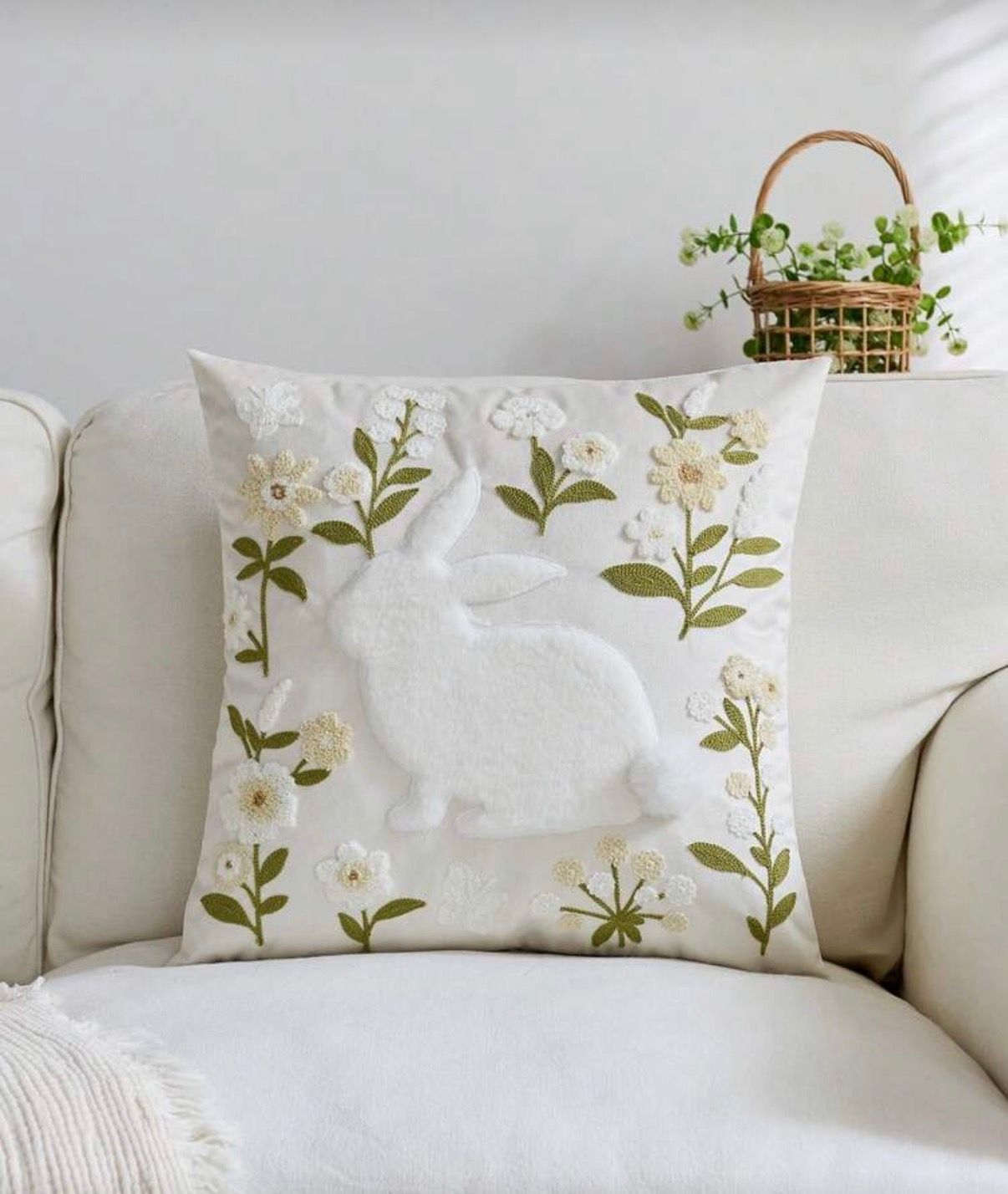 Poszewka na poduszkę 45x45cm Zajączek Zielona