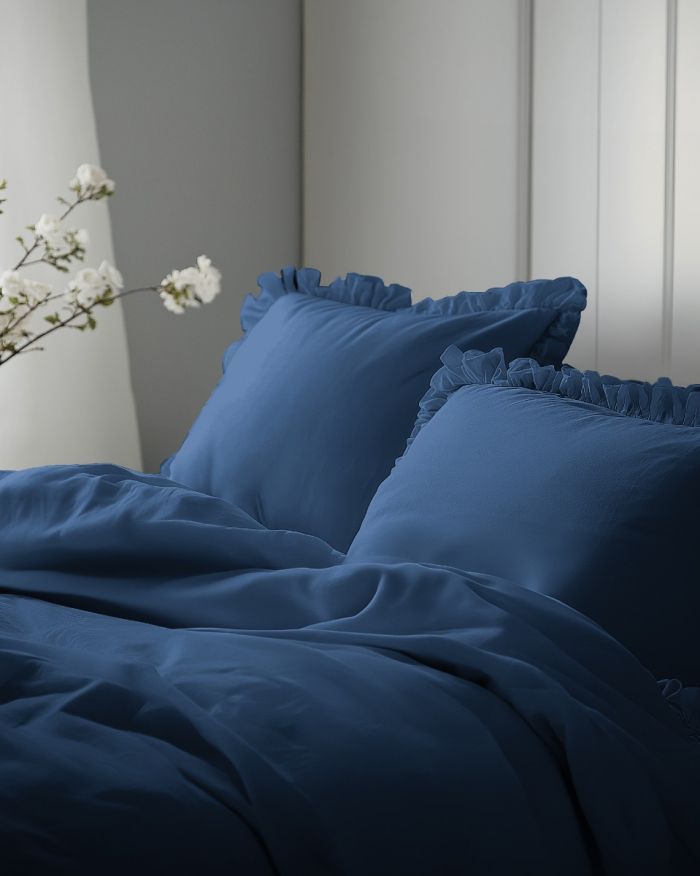 Pościel z Falbaną bawełniana 160x200 Denim