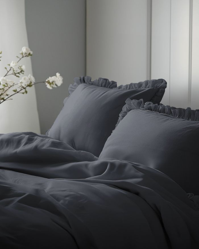 Pościel z Falbaną bawełniana 160x200 Grafit