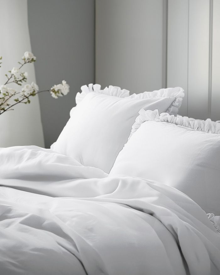 Pościel z Falbaną bawełniana 160x200 Pure Biała