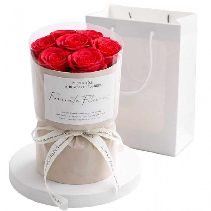 Flower box, bukiet zapachowych kwiatów mydlanych w pudełku, LED 7szt.