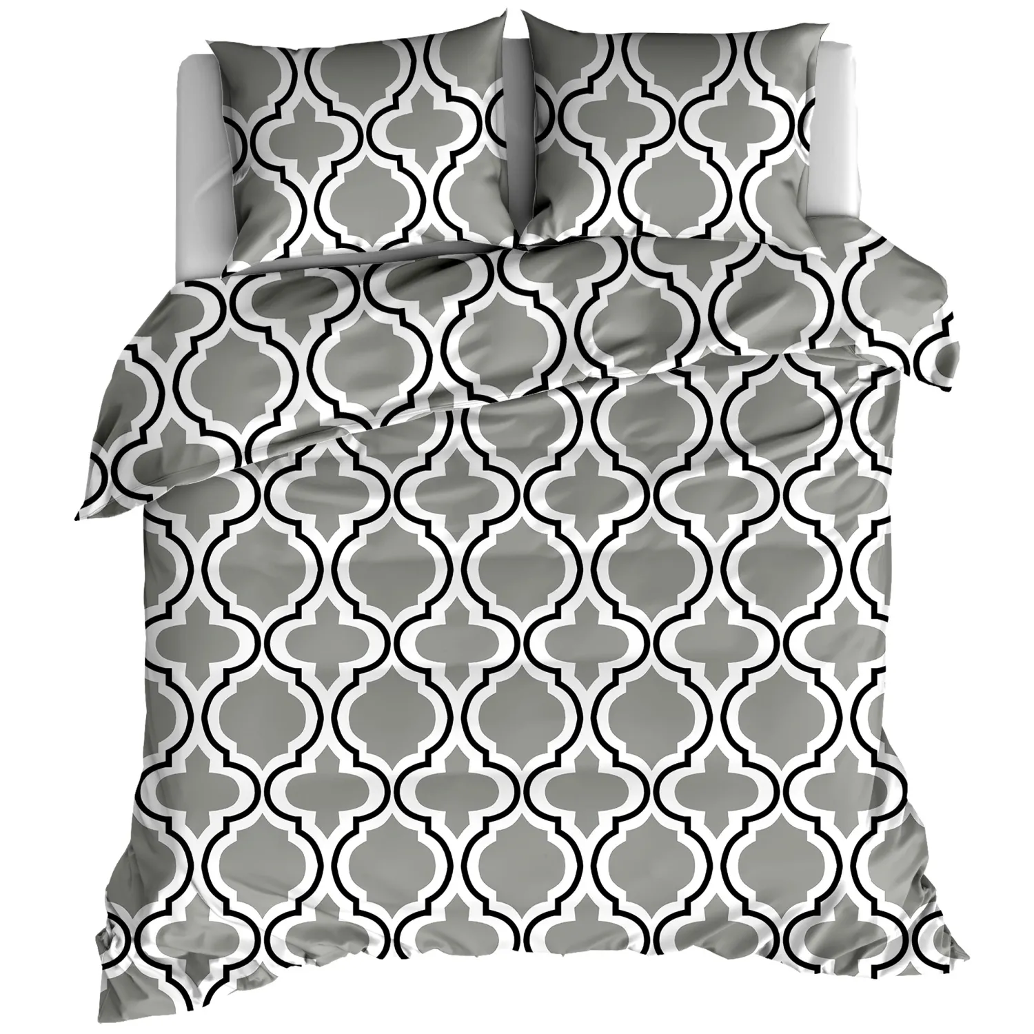 Pościel bawełniana Koniczyna marokańska szara 160x200