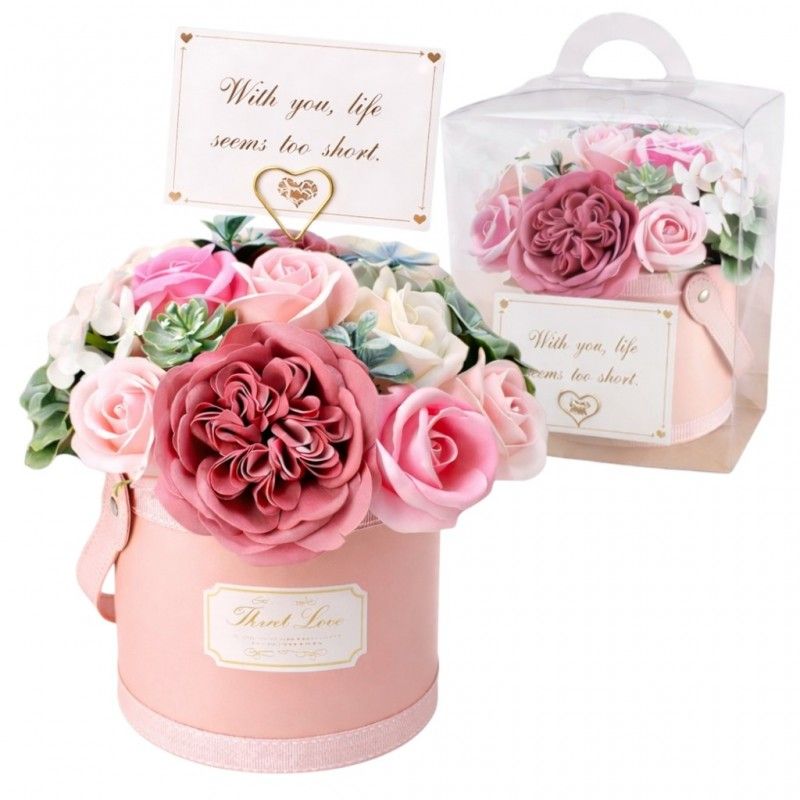 Flower box, bukiet zapachowych kwiatów mydlanych w pudełku 16х16x23cm