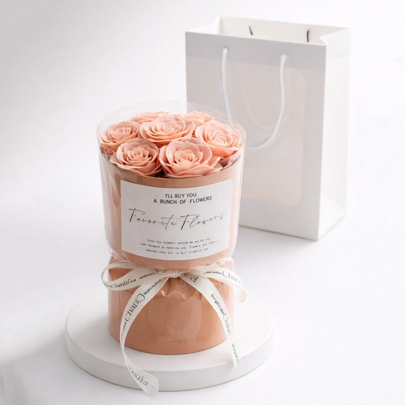 Flower box, bukiet zapachowych kwiatów mydlanych w pudełku,LED 7szt.