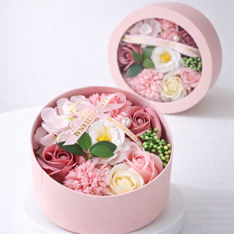 Nowy Bukiet zapachowych kwiatów mydlanych w ozdobnym pudełku
