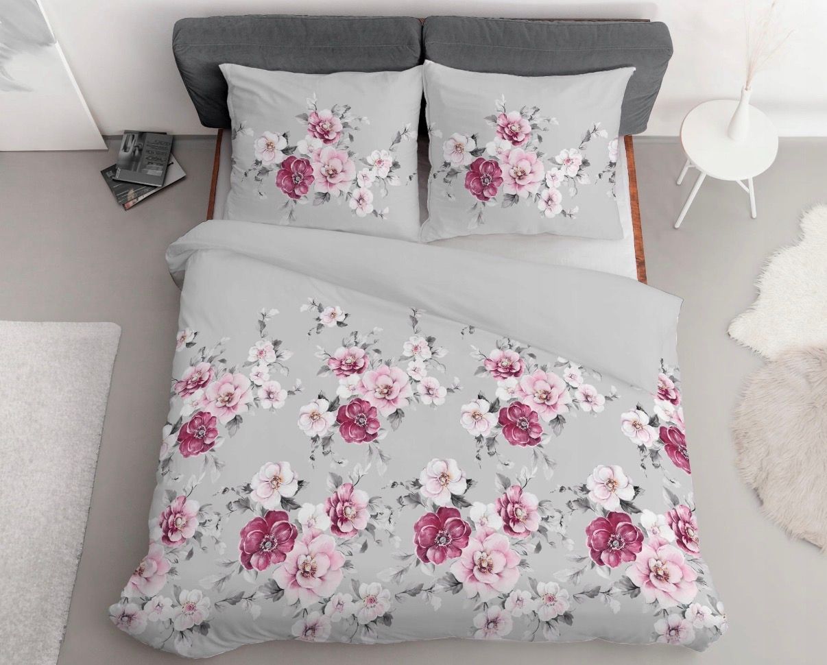 KOMPLET POŚCIELI 220x200 POŚCIEL WIOSENNA RÓŻOWE KWIATY