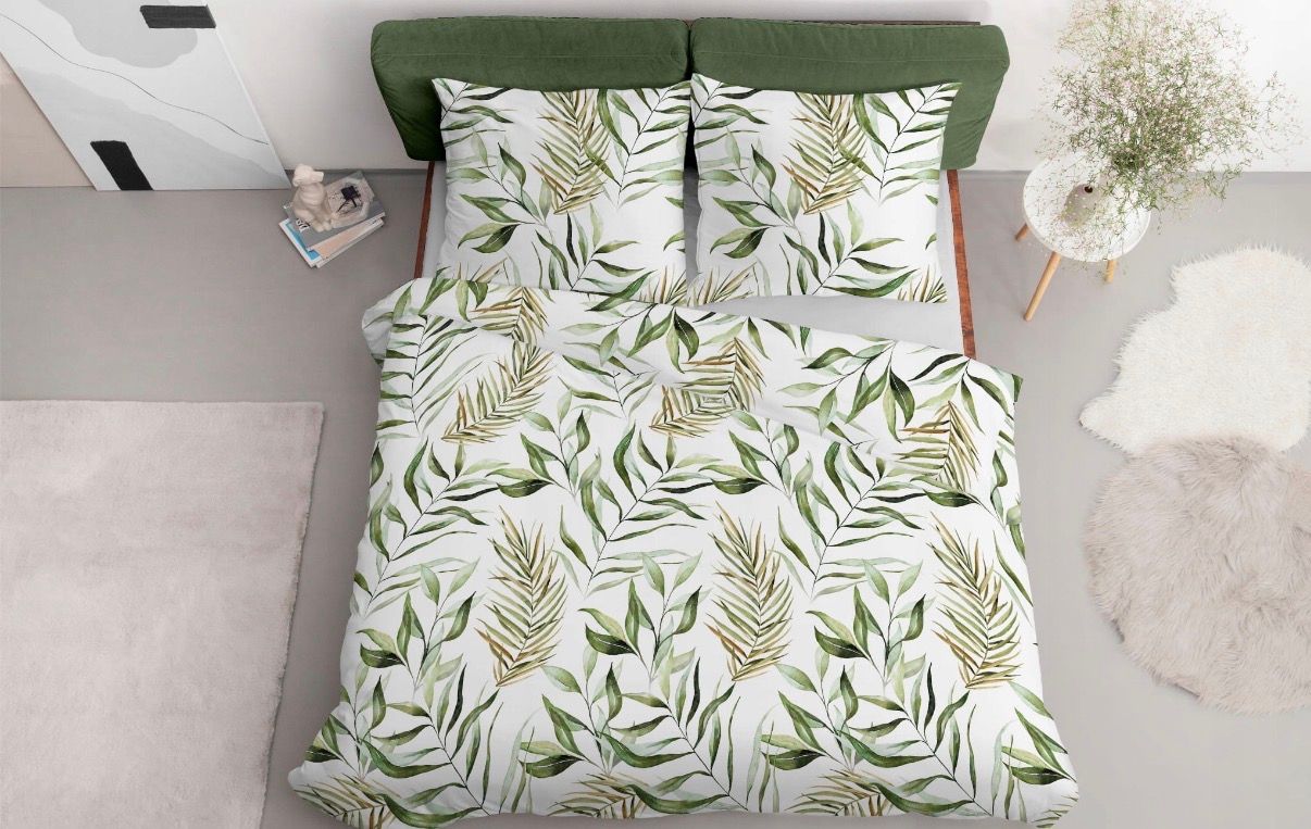 KOMPLET POŚCIELI 220x200 POŚCIEL WIOSENNA BOHO LIŚCIE