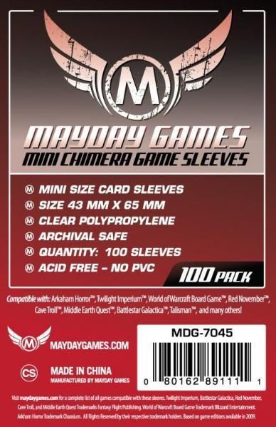 Mayday Sleeves 43x65mm, Modèle: Standard 100pk